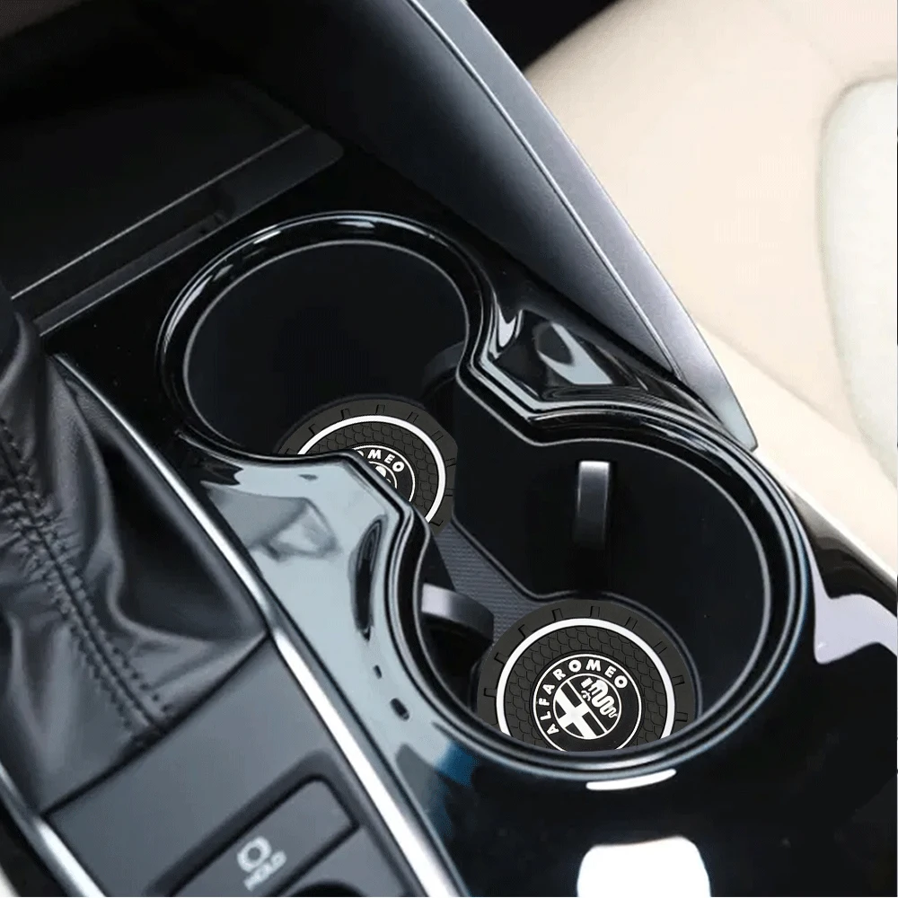 Alfombrilla antideslizante para taza de agua de coche, alfombrilla de goma para Alfa Romeo Giulietta GT 159 147 156 Mito Giulia F1 Stelvio,