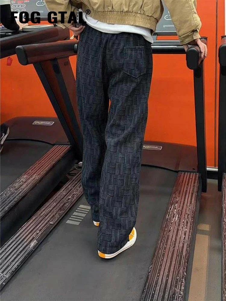 

Мужские зимние утепленные брюки FOG GTAL в клетку с эффектом тай-дай, прямого кроя, на флисовой подкладке, в американском стиле
