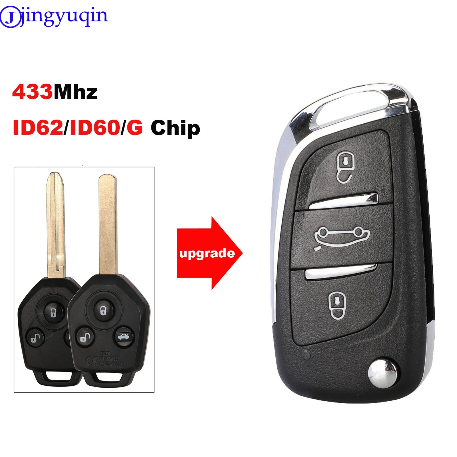 jingyuqin 433MHz 4D62 ID60 G Chip 3 Button Remote Key for Subaru Forester OutBack XV Origianl/ Upgraded Flip Folding Key Fob