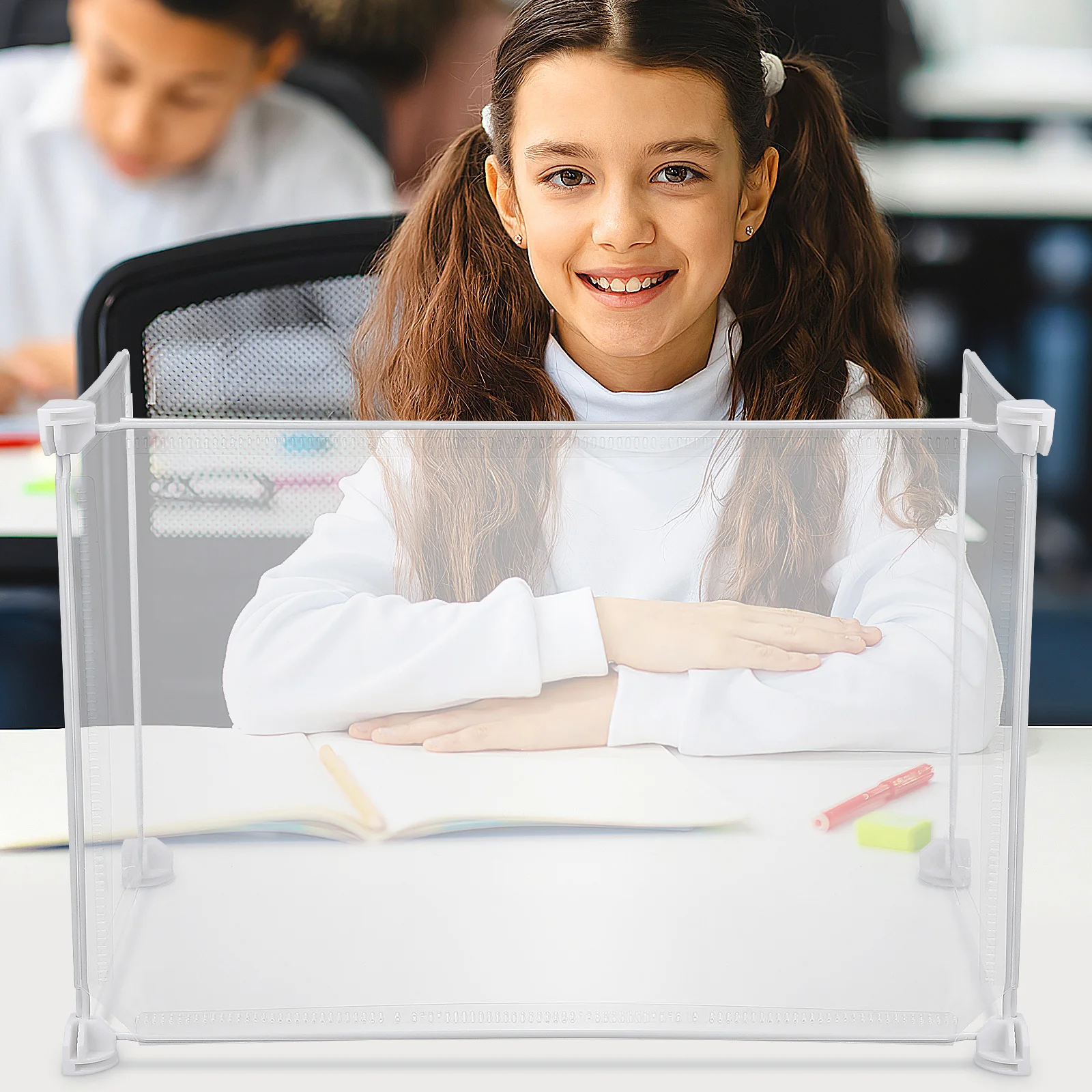 

3pcs Desktop Partition Board Transparent Shockproof Sneeze Guard For Office Counter Bank Reception Exam Student Barrier Panel