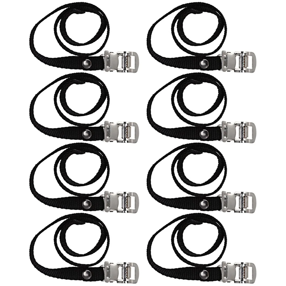 8 Pcs Elliptical Bike Outdoor Pedal Straps Belt Exercise Fixing Universal Anti-slip Black Adjustable Footrest