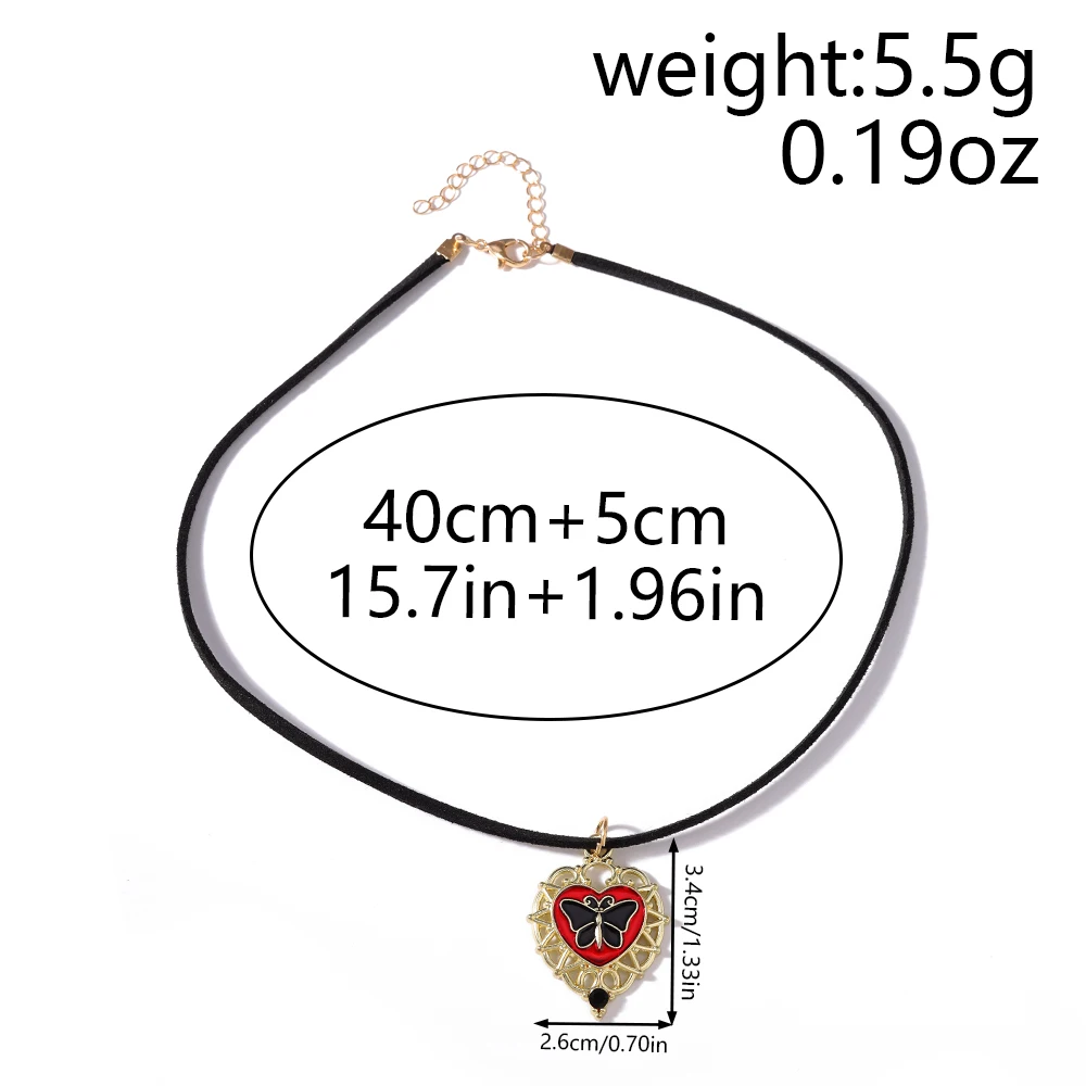 Aihua Vintage Mode Lederband Schmetterling Herz Anhänger Halskette für Frauen Männer Kpop Schmuck Accessoires Y2k Ästhetik – Detail 6