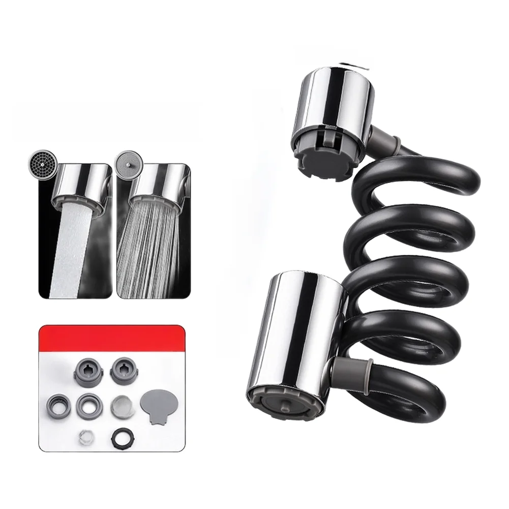 304 Stainless Steel Kitchen Faucet Extender with 45 cm Pull-Out Sprayer and Three-Mode Flow Control for Standard Thread Faucets