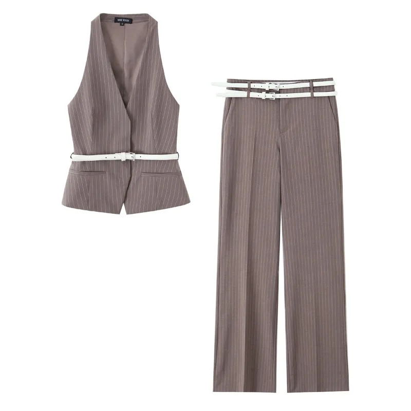 

Sivatu Pants Set Woman Two Pieces Casual Elegant Y2k Outfit Sets Basics Sashes Sleeveless Sets Women's Summer Suits Set