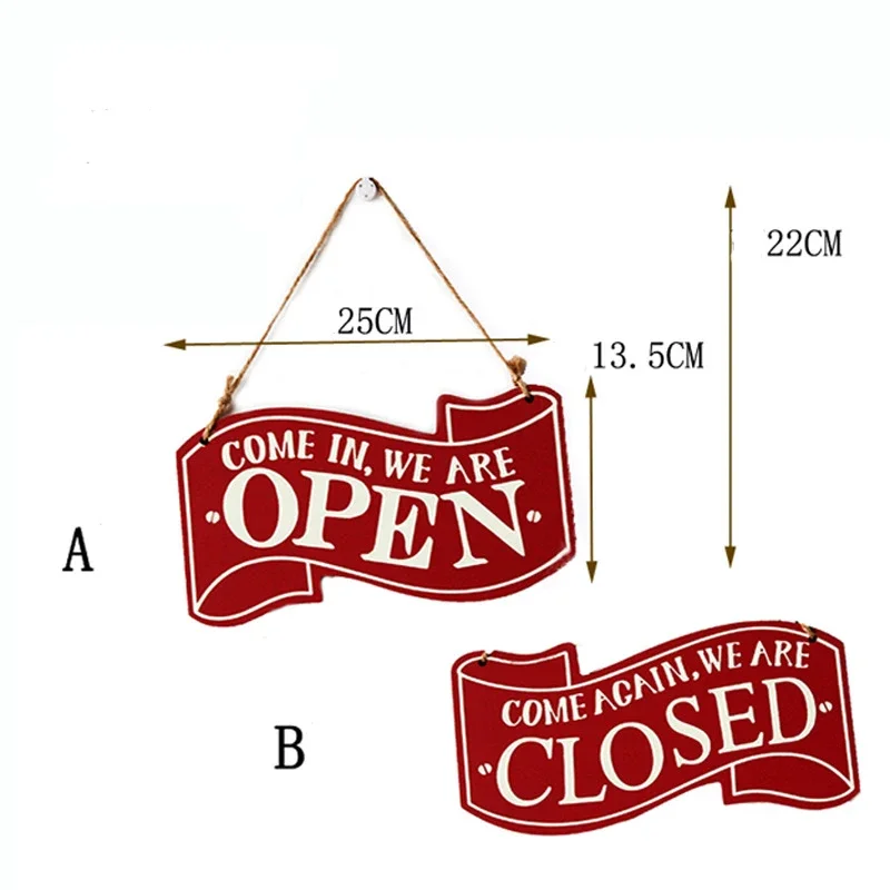 Wooden Flip Open Closed Sign Business Rustic Reversible Double Sided Hanging Plaque Sign With Rope for Board Shop Pub Cafe Decor