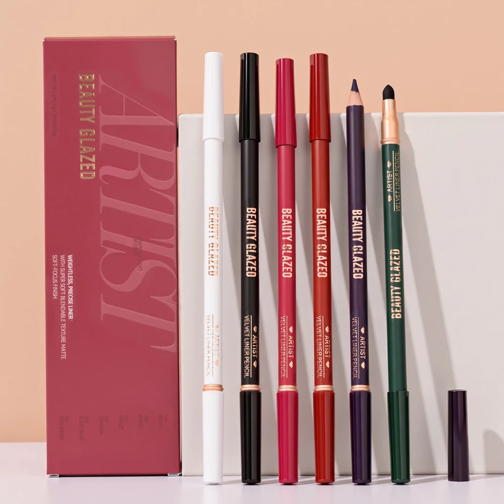 Beauty Glazed Artist Velvet Lipliner ดินสอพร้อมแปรงฟองน้ํา,