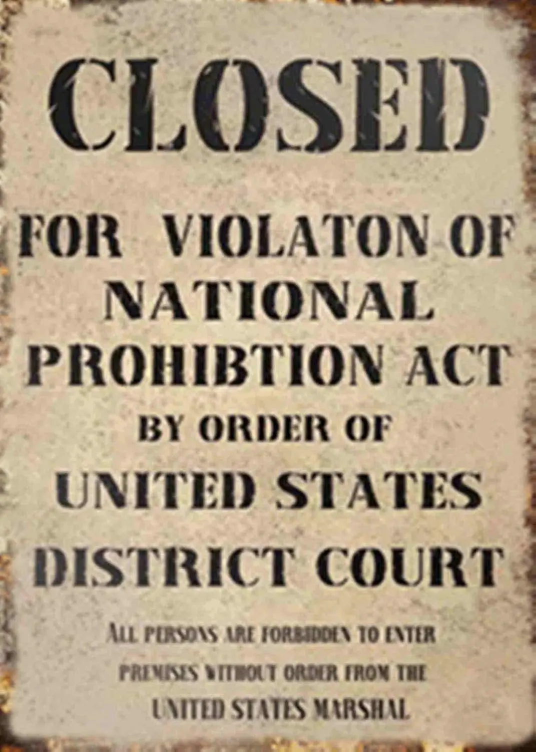 1p, Closed For Violation Of National Prohibition Act By Metal Tin Sign Retro Vintage Of  Sign For Bar Home Coffee Wall Decoratio