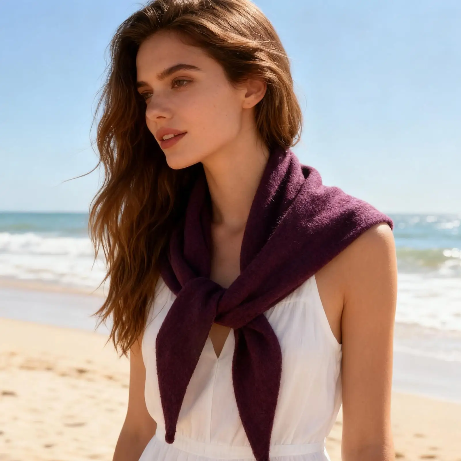 Lenço triangular para mulheres, xale macio, cachecol de cabeça de lã mais quente para mulheres, primavera, outono, deslocamento diário, viagens ao ar livre, praia