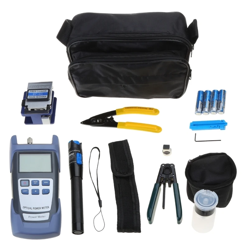 Kits herramientas fibra óptica FTTH con medidor potencia óptica, cuchilla fibra FC-6S, pelador fibra óptica,