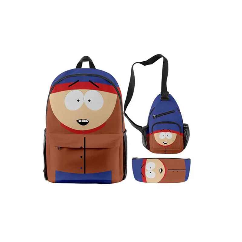 

New Cartoon Park Periphery Large Capacity Backpack Shoulder Bag Pen Bag Three Piece Set Student Start Of School Gift