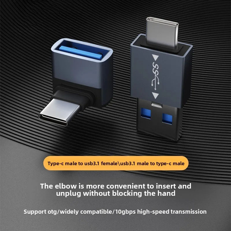 Type-C OTG Adapter Right Angle USB C to A Converter for Fast Charging Data Transfer