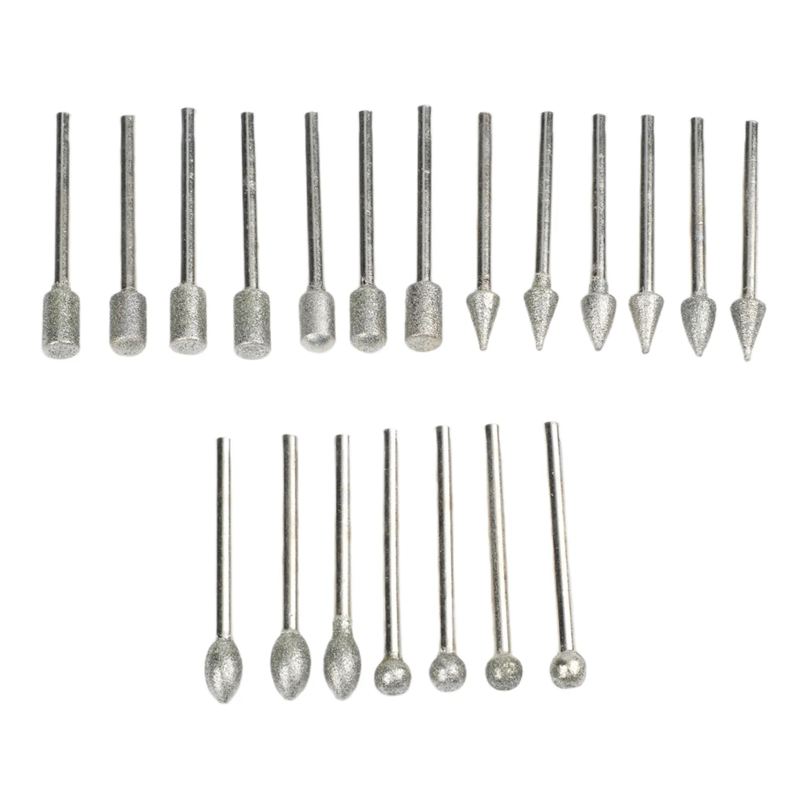 20 Diamond Burr Bits with 3mm Shank for Rotary Tools Used in Detailed Grinding Engraving Polishing and For Carving Work