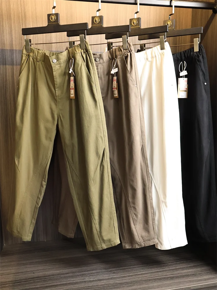 

Повседневные брюки American Sle, свободный крой, прямые брюки из смеси хлопка, удобная дышащая мужская осенняя одежда, повседневная мода