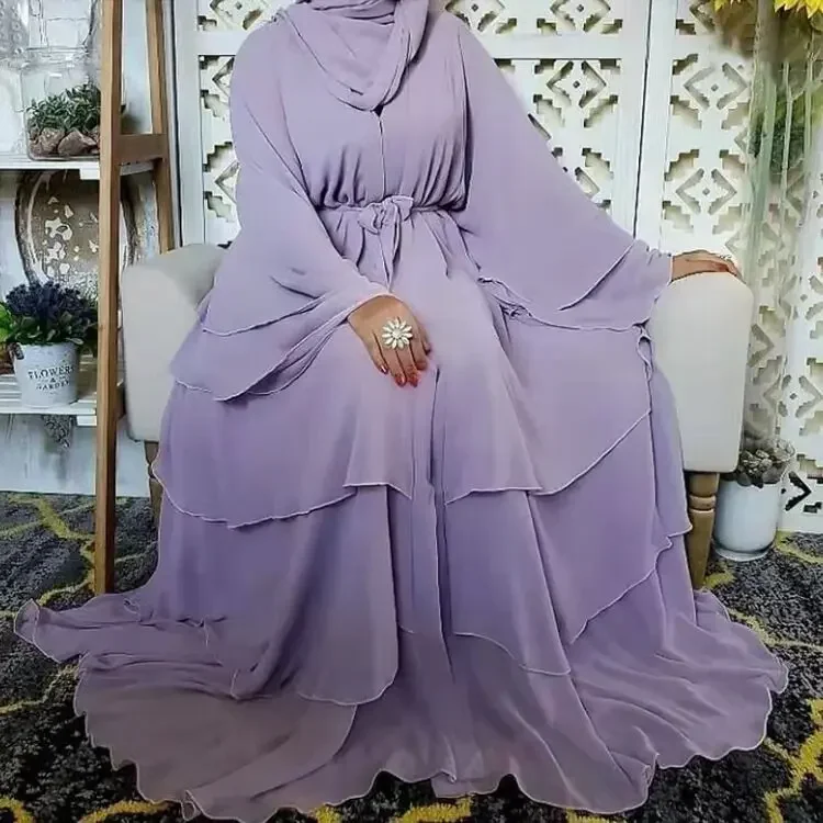 

Solid Chiffon Open Abaya Kimono Kaftan Turkey Muslim Fashion Hijab Dress Ramadan Abayas for Women Dubai Caftan Islamic Clothing