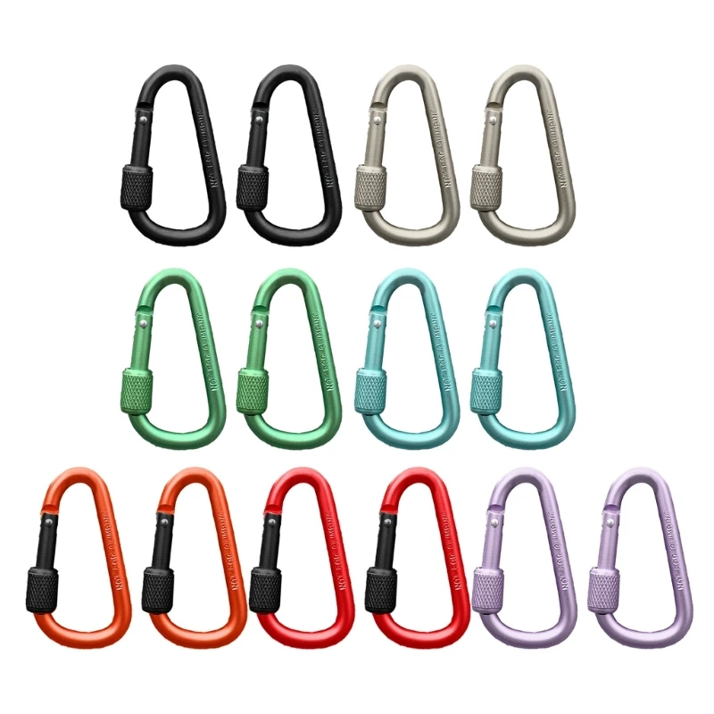 D-shaped Carabiner Hook Hiking Clip with Lock Aluminum Alloy Carabiner Safety Buckle Keychains Hook Locking Carabiner