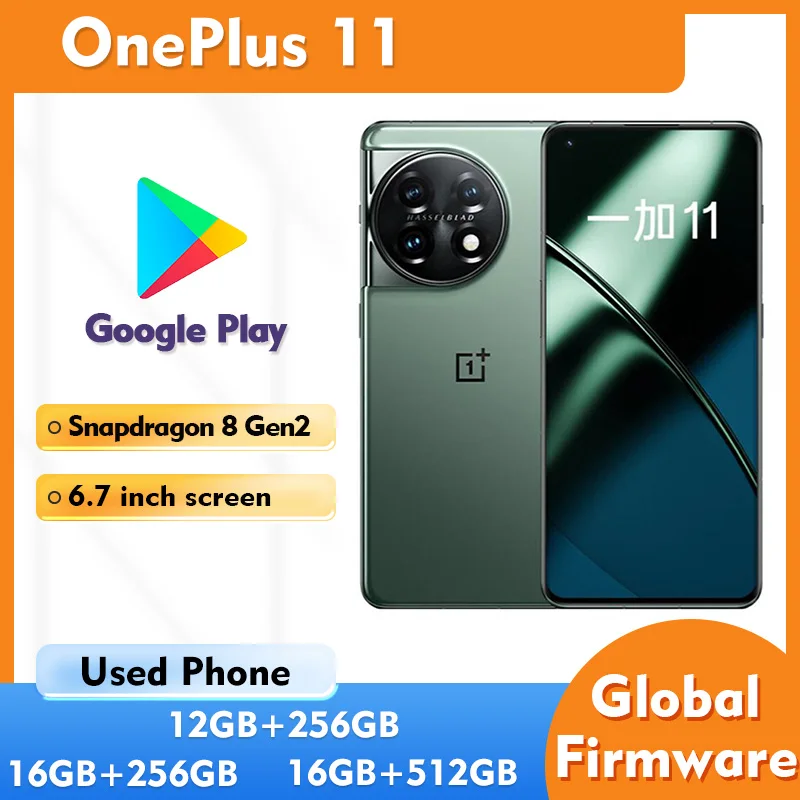 OnePlus 11 5G 5000mAh Versión Global 16GB 256GB Pantalla AMOLED 2K 120Hz Carga de 100W Teléfono Usado