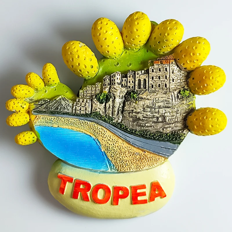 Handmade Painted Italy Seaside Resort Town Of Tropea 3D Fridge Magnets Tourism Souvenirs Refrigerator Magnetic Stickers Gift