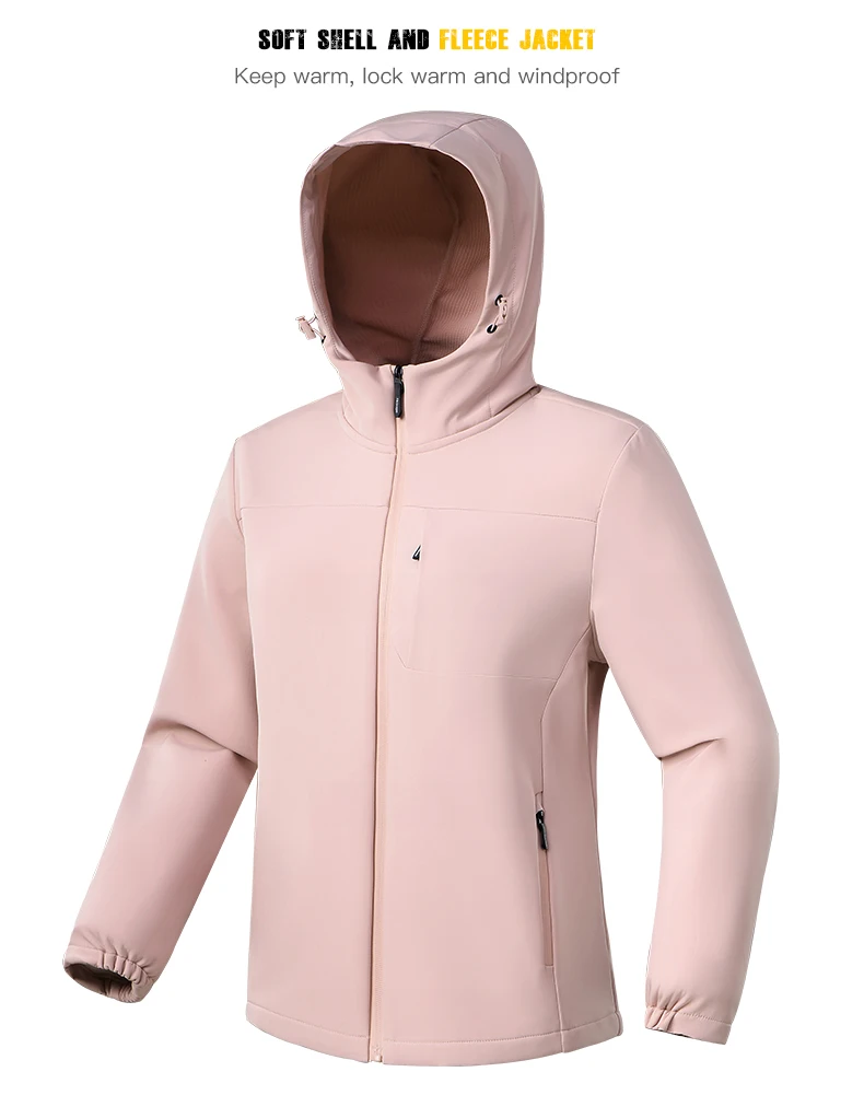 EUMERGX Winter-Softshell-Jacken für Damen, wasserdicht, winddicht, warme Fleecejacke, Wandern, Camping, Klettern, Outdoor-Thermomantel – Detail 15