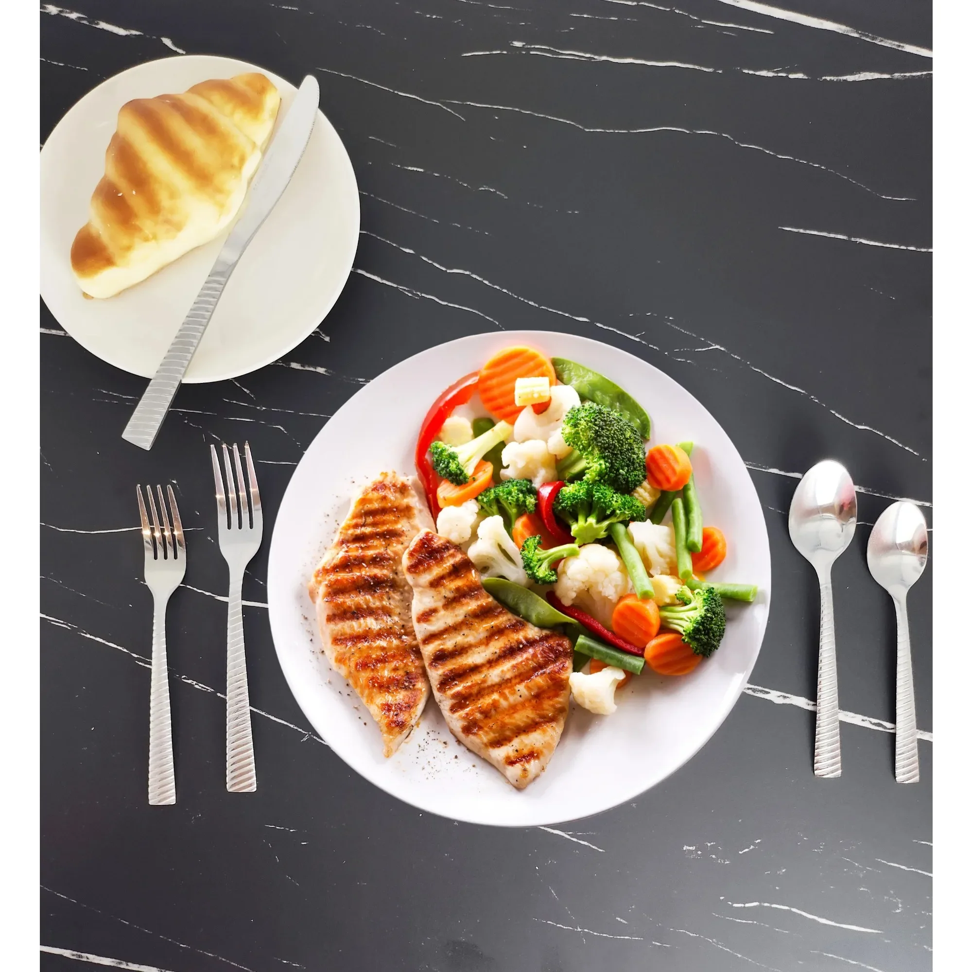 

(2 pack)20 Piece Nalla Stainless Steel Flatware Set, Silver, Service for 4, 6.45lbs