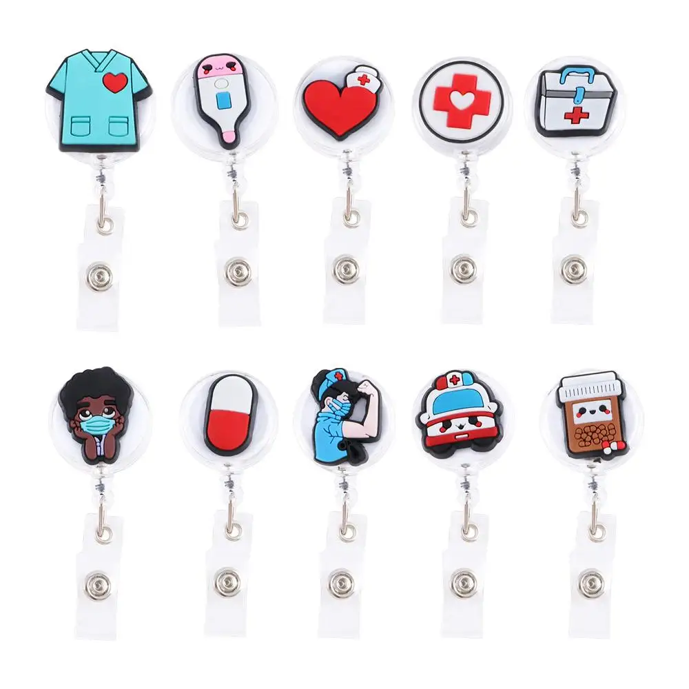 Nurse Doctor Students Card Chest Card Holder ID Card Clips Nurse Badge Holder Retractable Badge Reel Hospital Badge Holder
