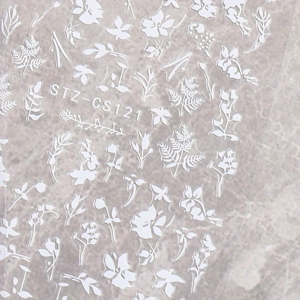 2 個の春の白い花のネイルステッカー、ネイルデコレーション DIY、ギフト、パーティー、結婚式のメイクアップスタイリングに簡単に貼り付けることができます。