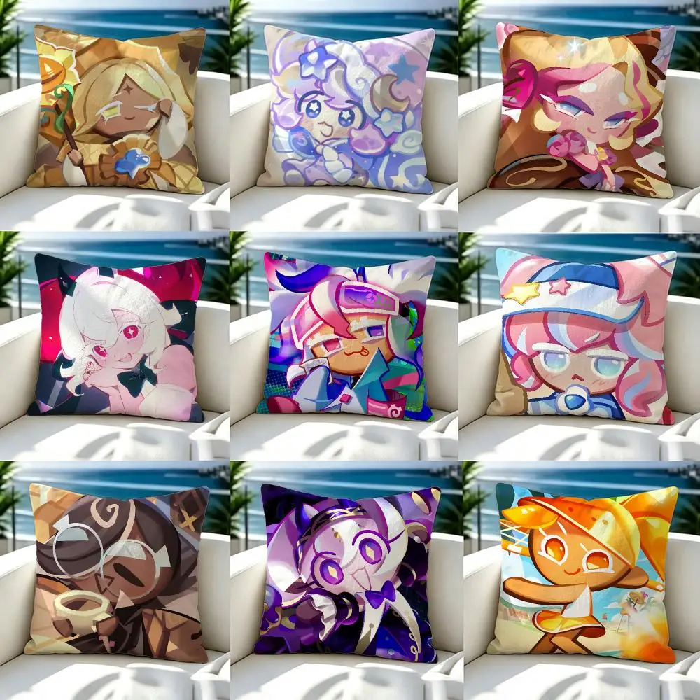 Game Cookie Run Kingdom Cushion Cover Soft Pillow Cover Two‑Side Printing Throw Pillow Case for Sofa Pillowcase Home Decoration