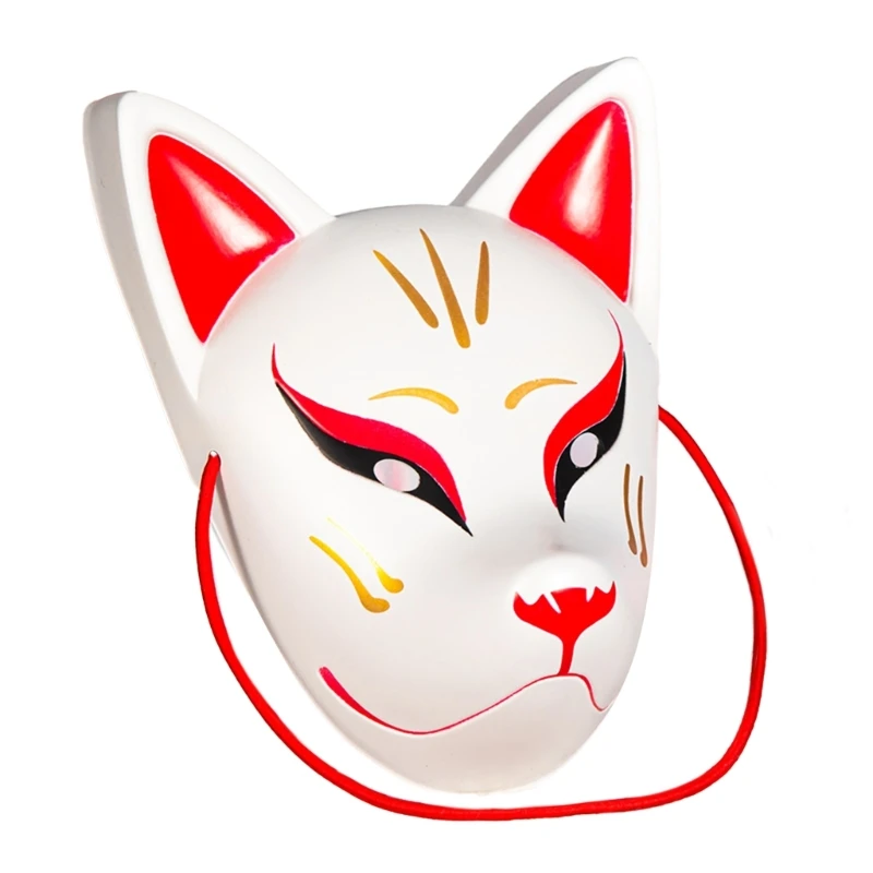 Foxes Mask Japanese Kabukis Kitsune Mask Halloween Masquerade Costume Cats Mask