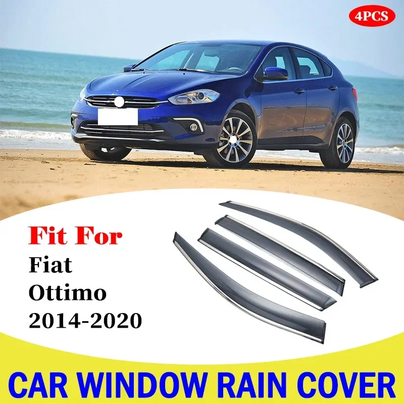 For Fiat Ottimo 2014-2020 Window Visor Car Rain Shield Awning Trim Cover Side Window Deflector Door Rain Sun Shield Accessories