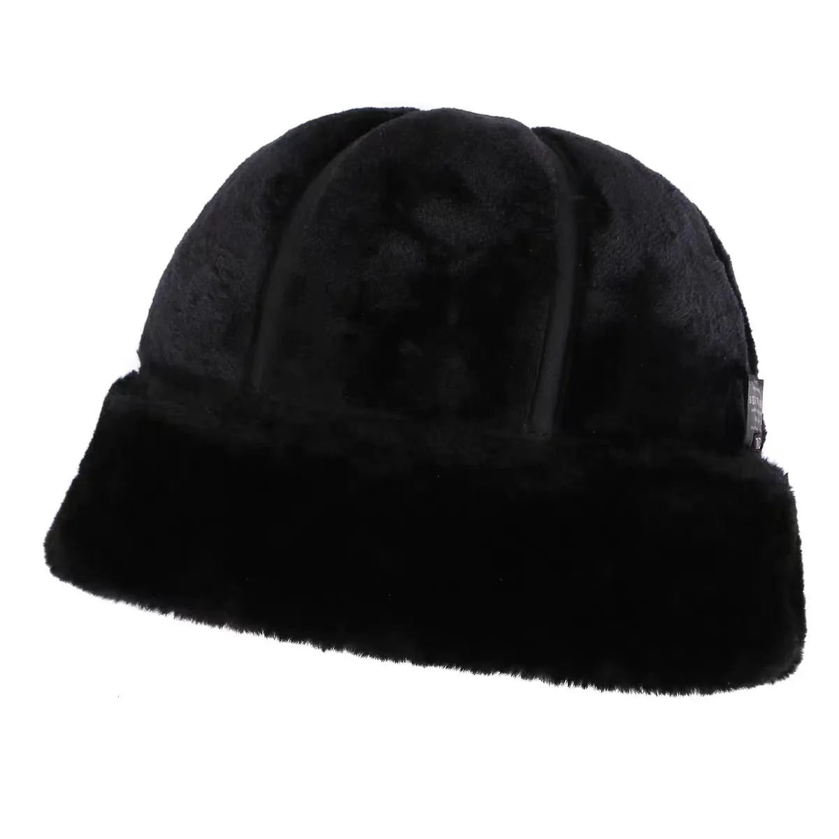 Leather Bone Hat For Men Winer Genuine Cowhide Thick Faux Fur Lining Landlord Skull Caps Ourdoor Windproof Warm Docker Yarmulke