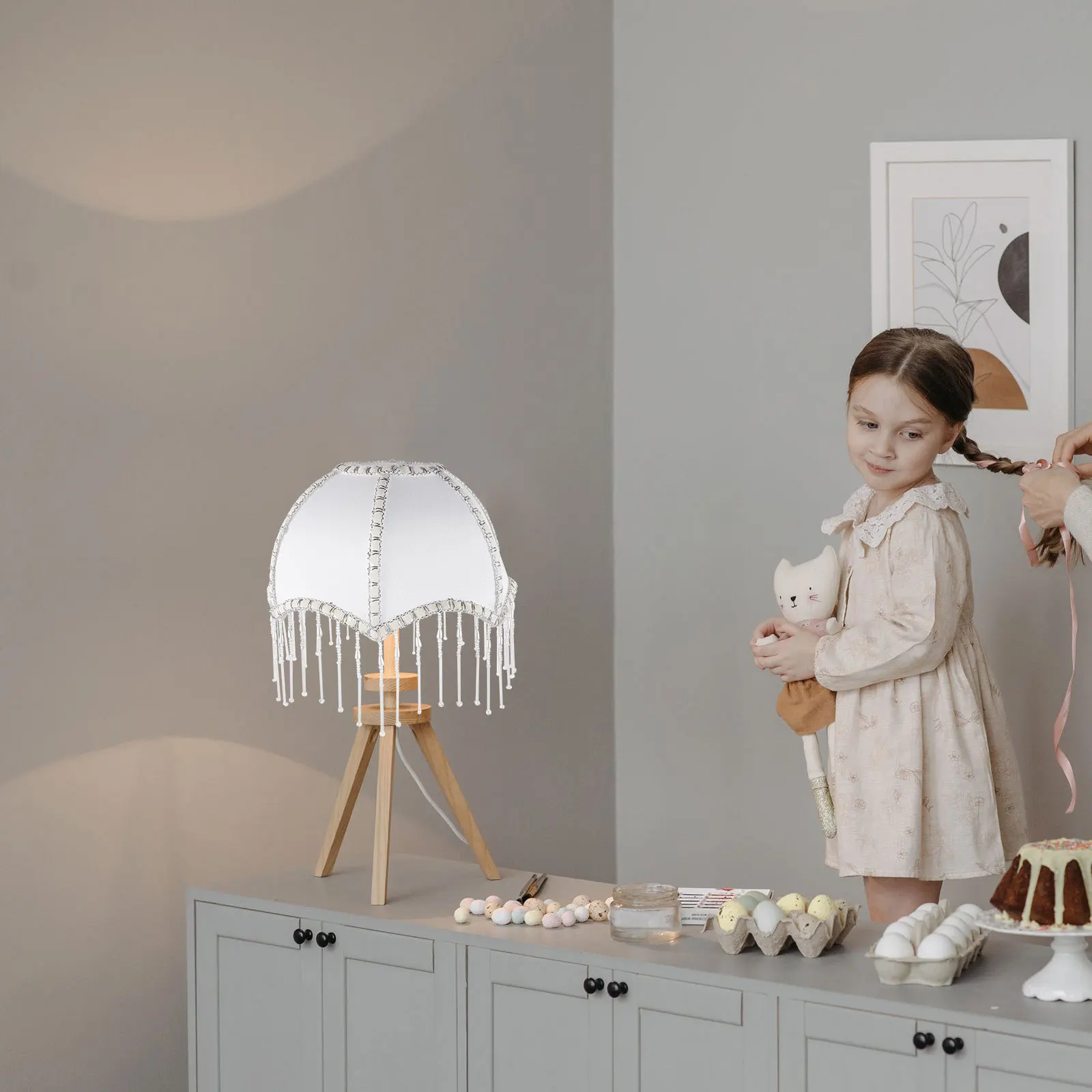 

Printed Umbrella Shaped Lamp Shade Elegant Design Decorative Lamp Cover for Bedroom Living Room Household Light Supply