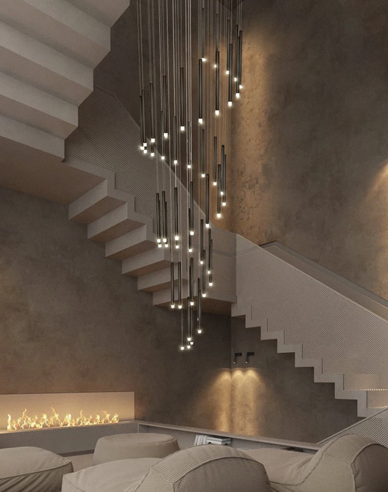 

Cylindrical Nordic Staircase Chandelier Led Hanging Apartment Lighting Villa Indoor Living Room Staircase Chandelier CAMPEGGI