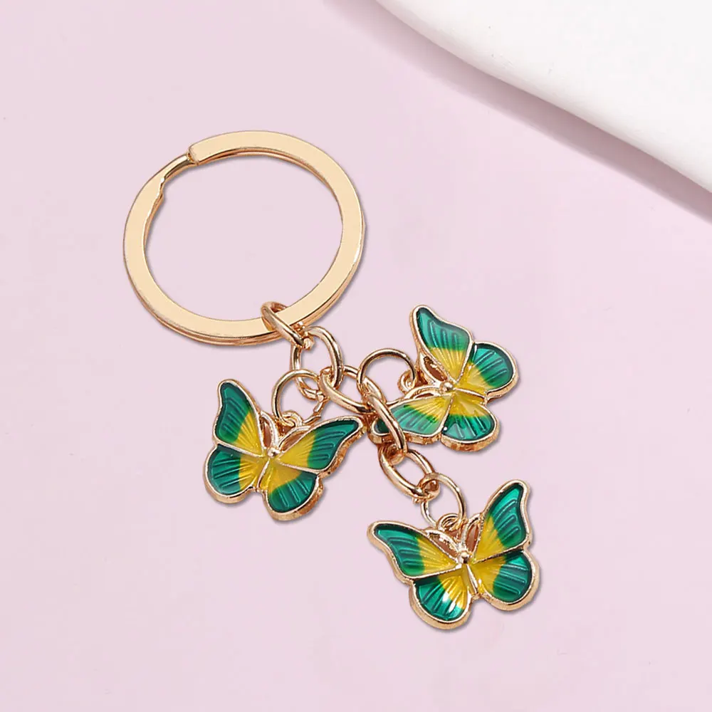 New Colorful Enamel Butterfly Keychain Insects Car Key Women Bag Jewelry Gifts Car accessories Handbag Key Chains Women Girls