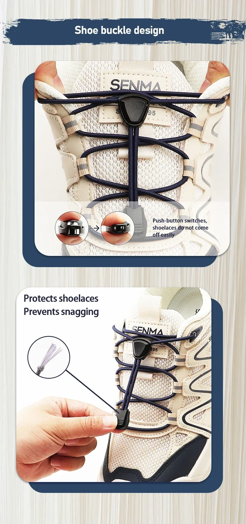 Dreieckige Schnellverschluss-Schnürsenkel, elastisches Schnürsenkel-Set, langlebige Ersatzschnüre für Sneaker & Outdoor-Schuhe, 1 Paar – Detail 5