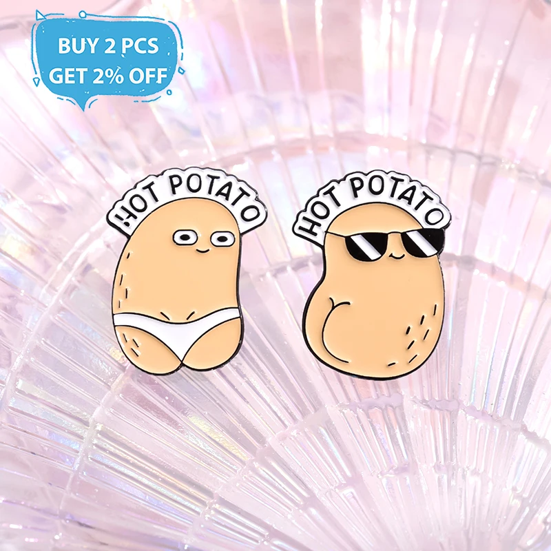 HOT POTATO Potato Enamel Pins Custom Cute Humanoid Brooches Lapel Badges Plant Funny Jewelry Gift for Friends