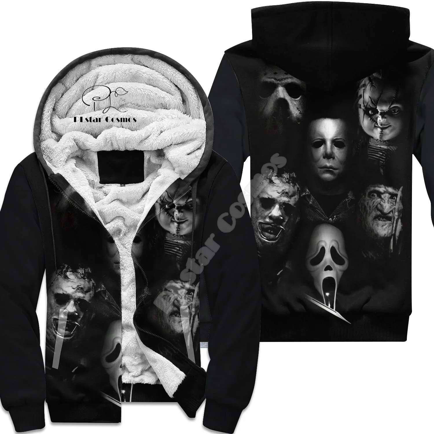 Halloween Horror Terror Cosplay Michael Myers Vintage 3DPrint Windbreaker Unisex Autumn Winter Warm Coat Fleece Jacket Hoodies J