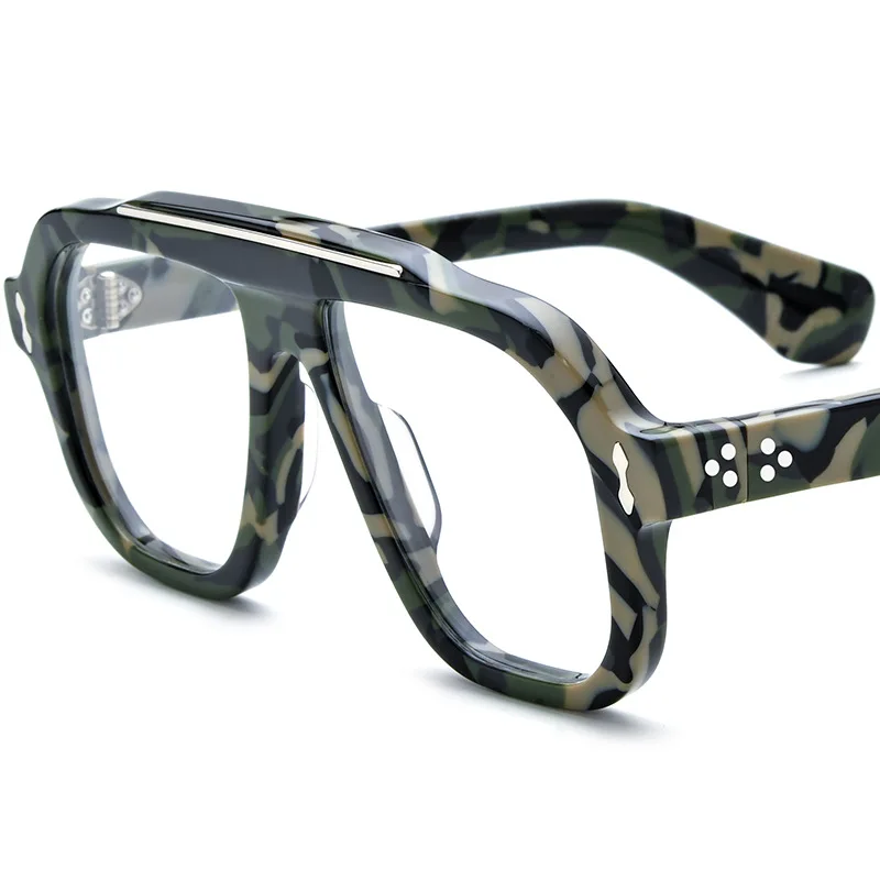 New Fashion High end Brand Classic Large Frame Pilot Style Acetate Men's Glasses Frame Casual Retro Color Women's Luxury Glasses