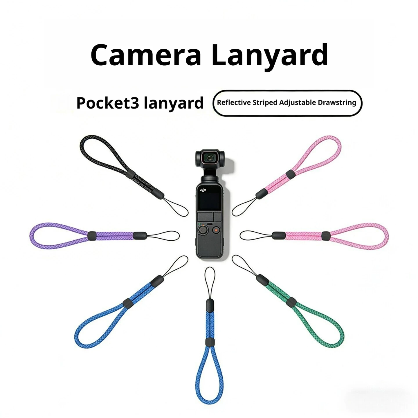 Anti-Loss Reflective Wrist Strap for Pocket 3/2 & Insta360 GO/Ultra, Waterproof Shockproof Sports Rope for Action Camera