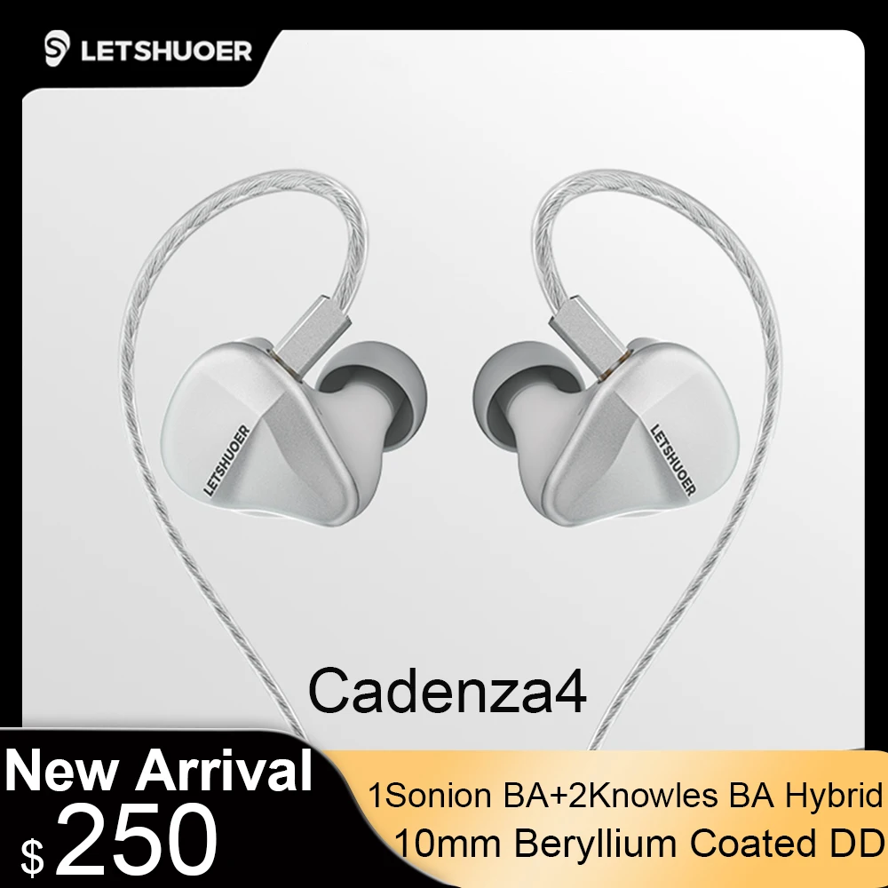 

LETSHUOER Cadenza4 HiFi наушники-вкладыши 10 мм с покрытием из бериллия DD + 1 Sonion BA + 2 Knowles BA, гибридные проводные наушники