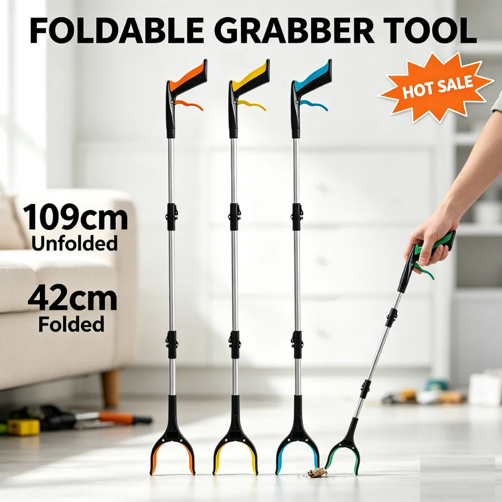 Gardening Tools For Seniors - เครื่องมือเก็บขยะแบบพับได้ 109 ซม. พร้อมปลายแม่เหล็ก หมุนได้ 360
