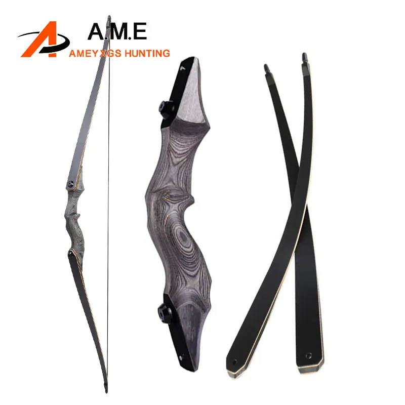 

60inch Hunting Bow 25-60lbs Recurve Bow Archery LongBow Takedown Split 15 inch Wooden Riser for Left and Right Hand Shooting