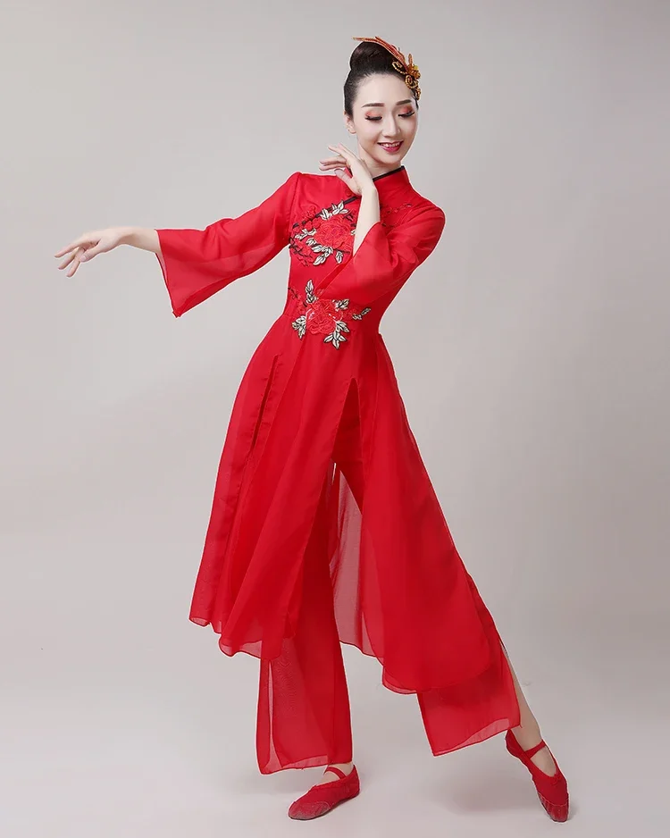 Women's Yangko dance costume Female umbrella  fan dance costume Folk dance Yangko performance costume