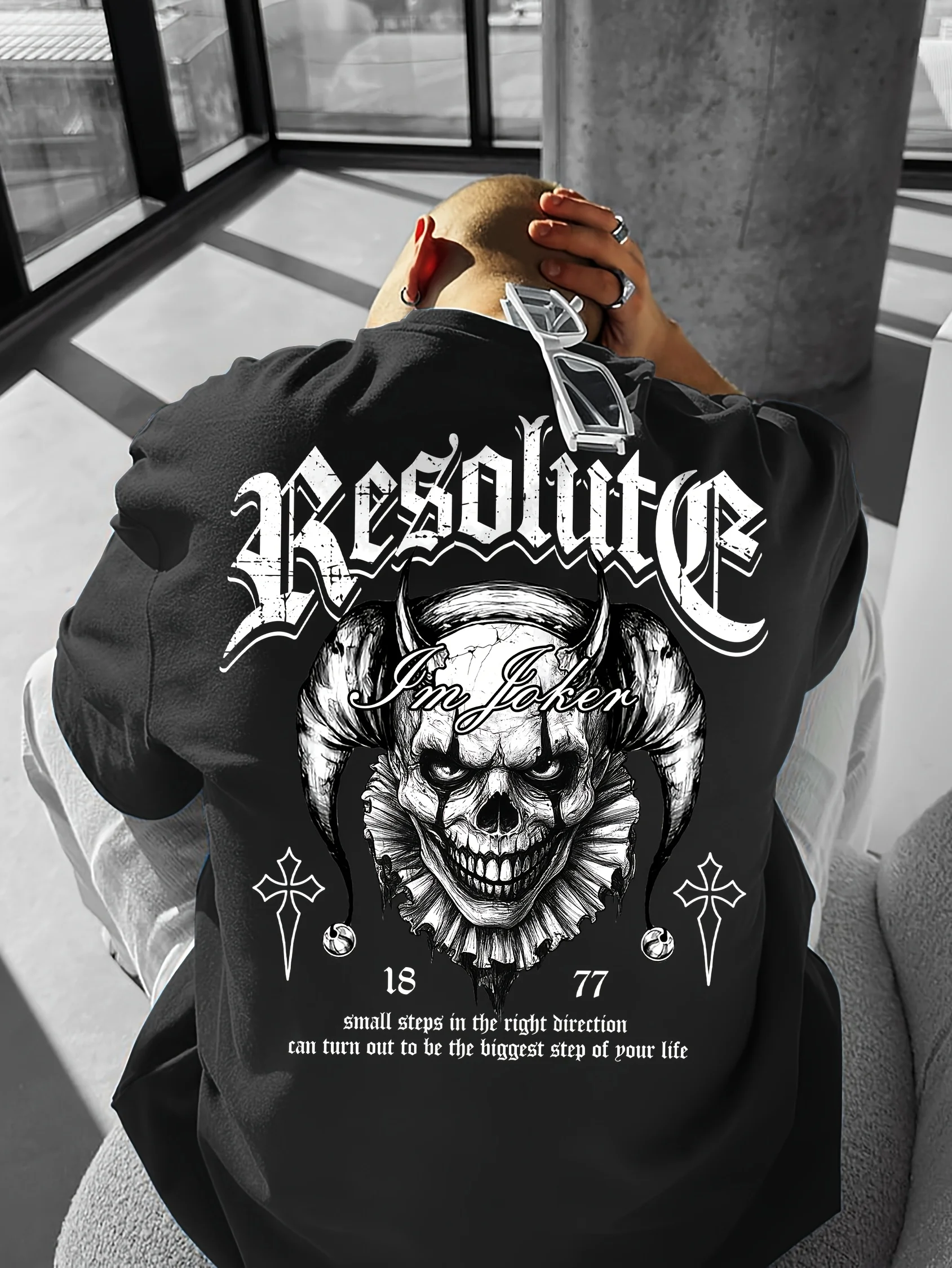 

"resolute Clown "Men's Fashion Street Print Casual Short-sleeved T-shirt for Spring and Summer, Comfortable Round-neck T-shirt