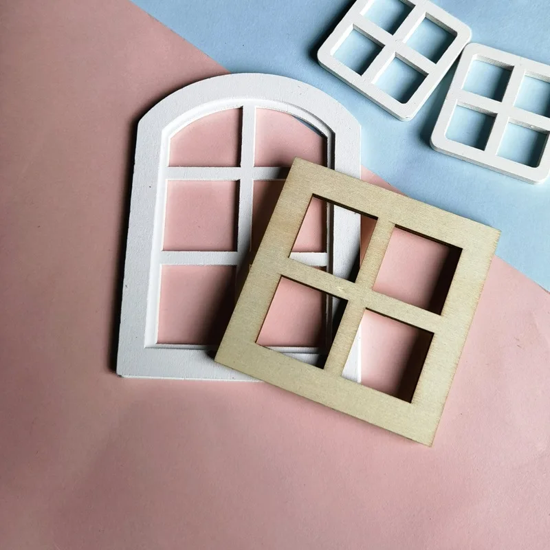 

6pcs Hot Sale 1:12 BJD Dollhouse Miniature Wooden Furniture - 4-Panel Window Model & Christmas Decor Accessory for Micro Scene"