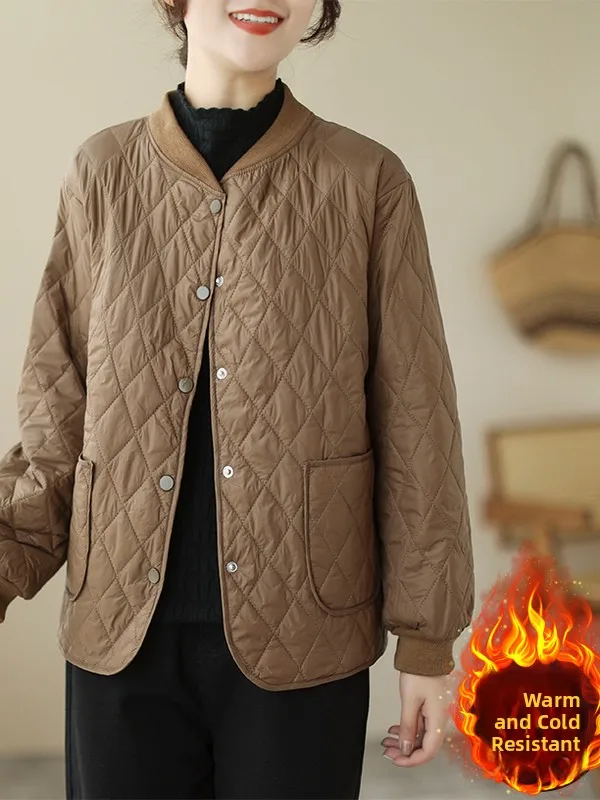 

Loose Fit Cotton Jaet ort Sle Stand Collar Ball Game Theme Women's Outerwear Retro Sle Thiened Long Sve Coat