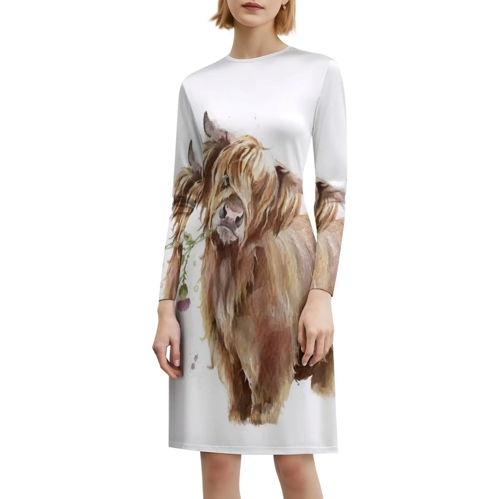 Highland vache bohème robe sans manches pour les femmes imprimer robes de soirée de plage Highland vache aquarelle vache Highland robes de soirée