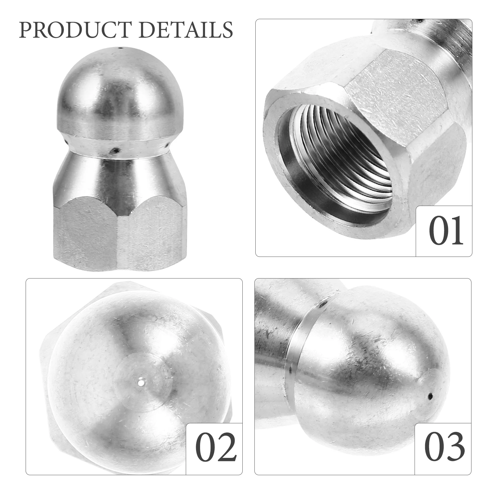

Шаровая головка сопла высокого давления Front1Back6 Inner38 из нержавеющей стали для очистки канализационной мойки, кухонный инструмент