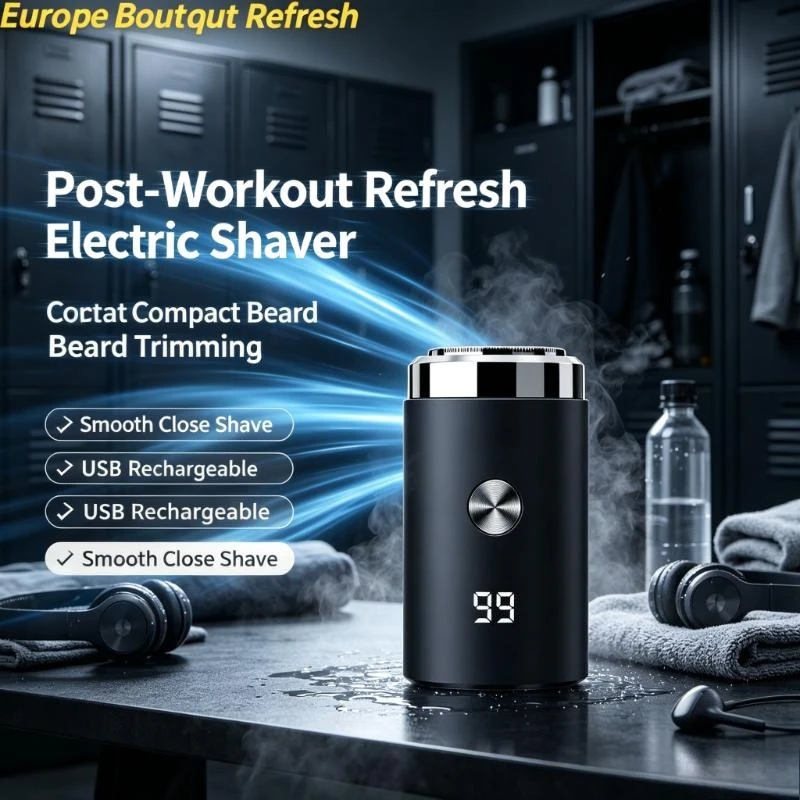 Men Beard Shaver Digital Display Compact Pocket Mini Portable Travel Electric Facial Razor