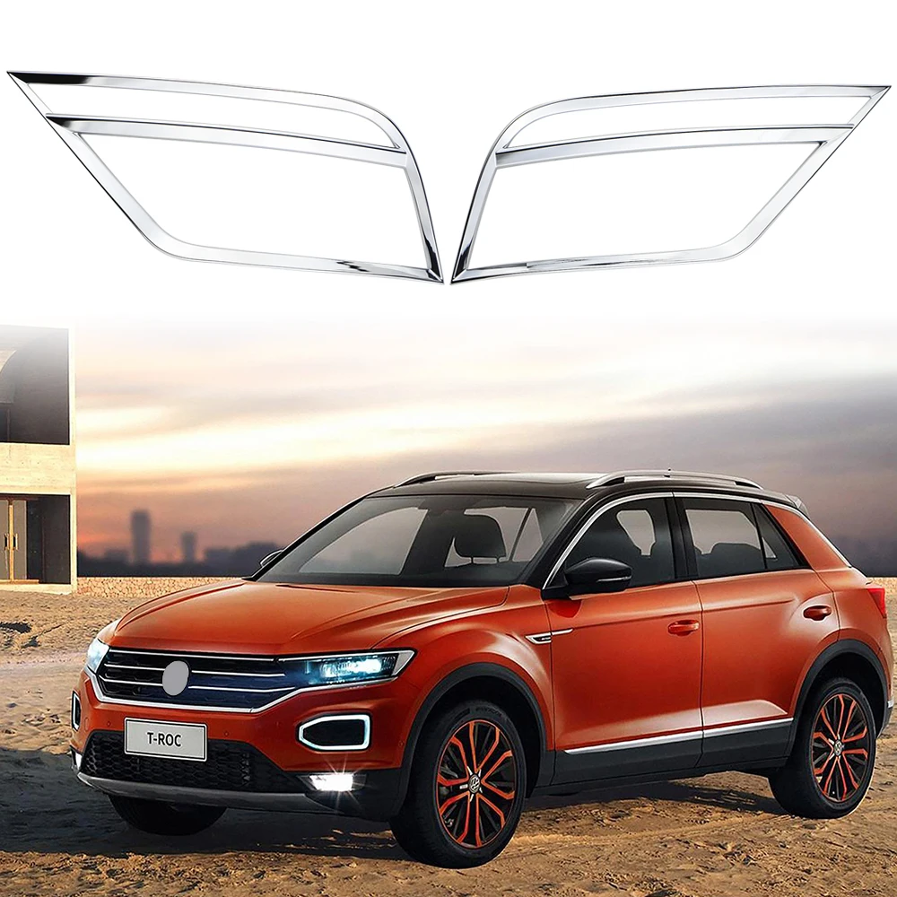 For Volkswagen VW T-Roc TROC 2018-2022 Front Rear Fog Light Cover Foglight Lamp Frame Trims ABS Chrome Car-Styling Accessories