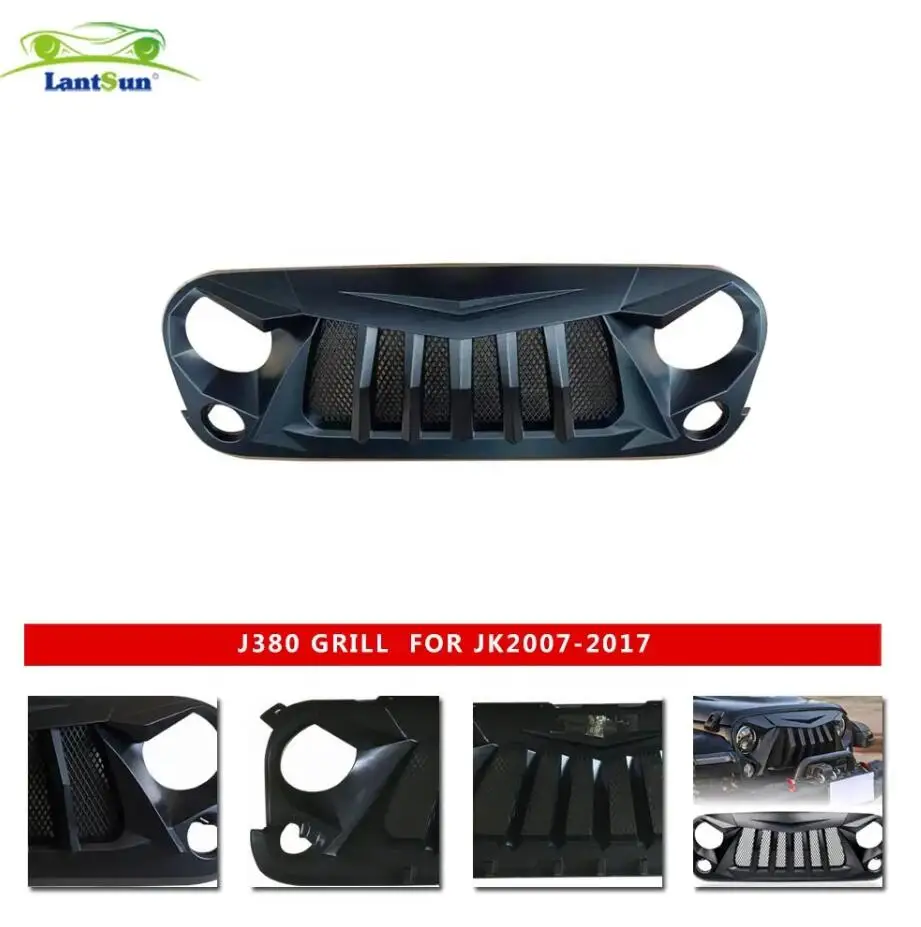 

Front Grill Car Grille Black for Jeep Wrangler JK JKU 2007-2017 LANTSUN J380