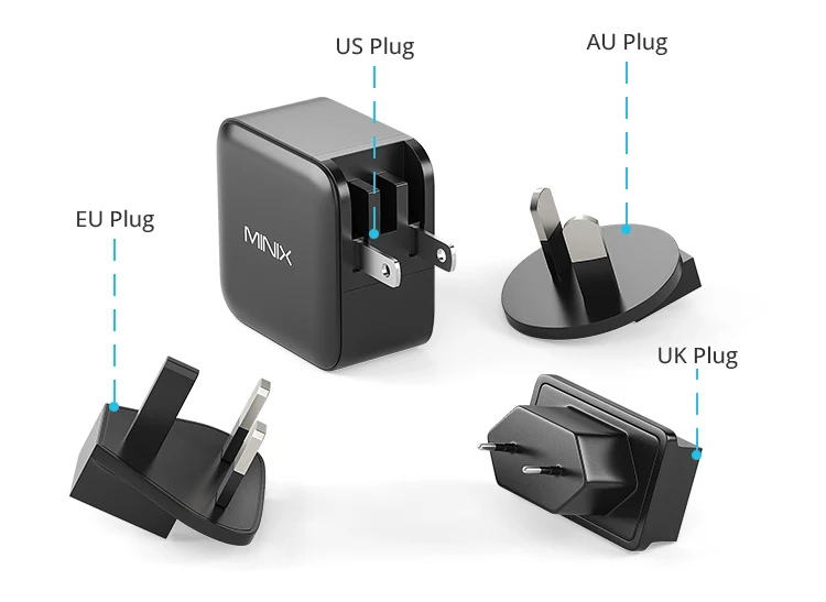 EU, UK, AU Plugs for MINIX P1, P2, P140, P3 GaN charger  （PIN C ，PINJ, PIN K）